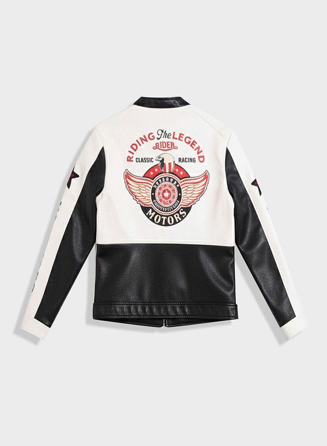 The Indian Garage Co Men Slim Fit Embroided High Neck Full Sleeves Biker Jacket - Image 5